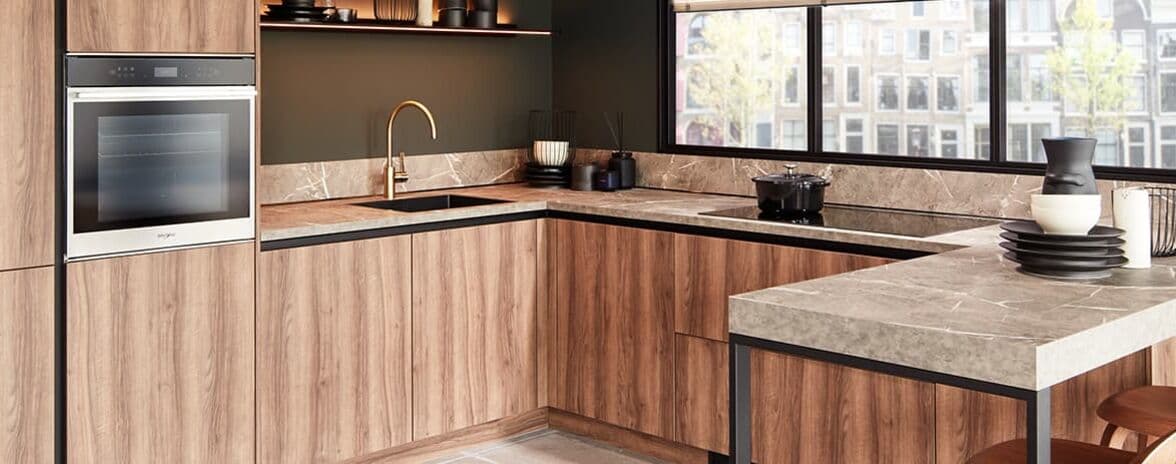 U kitchen wooden brown